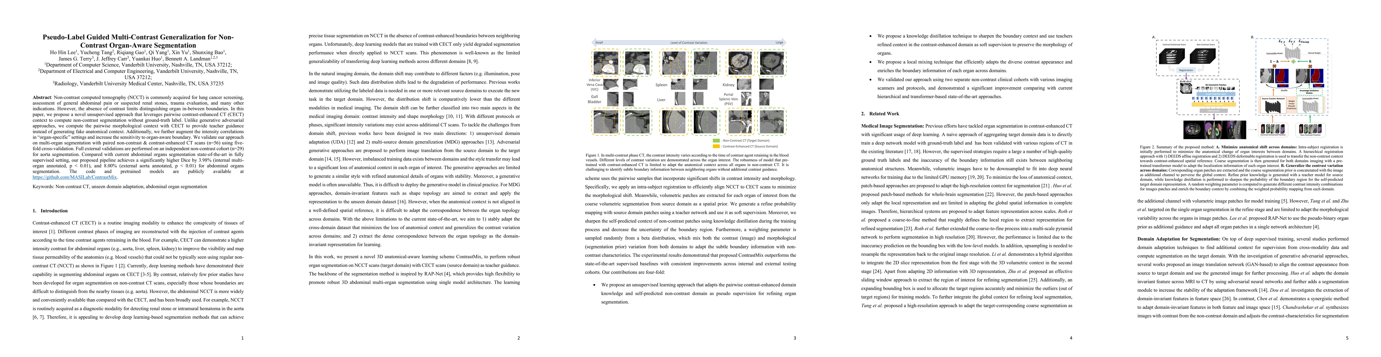 Thumbnail for Pseudo-Label Guided Multi-Contrast Generalization for Non-Contrast
  Organ-Aware Segmentation