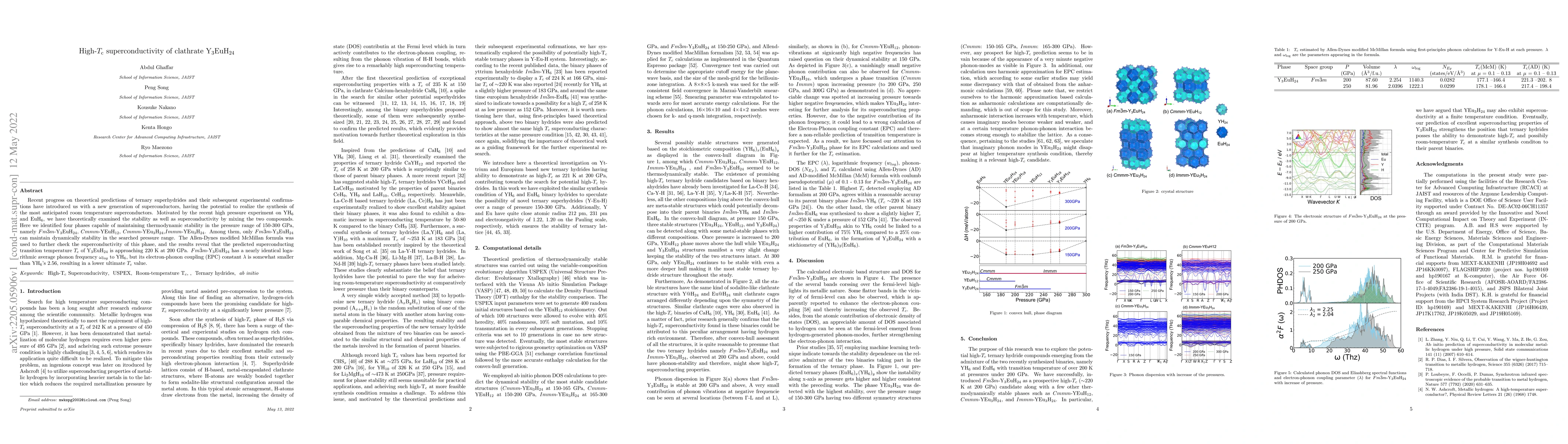 Thumbnail for High-$T\rm_{c}$ superconductivity of clathrate Y$_{3}$EuH$_{24}$