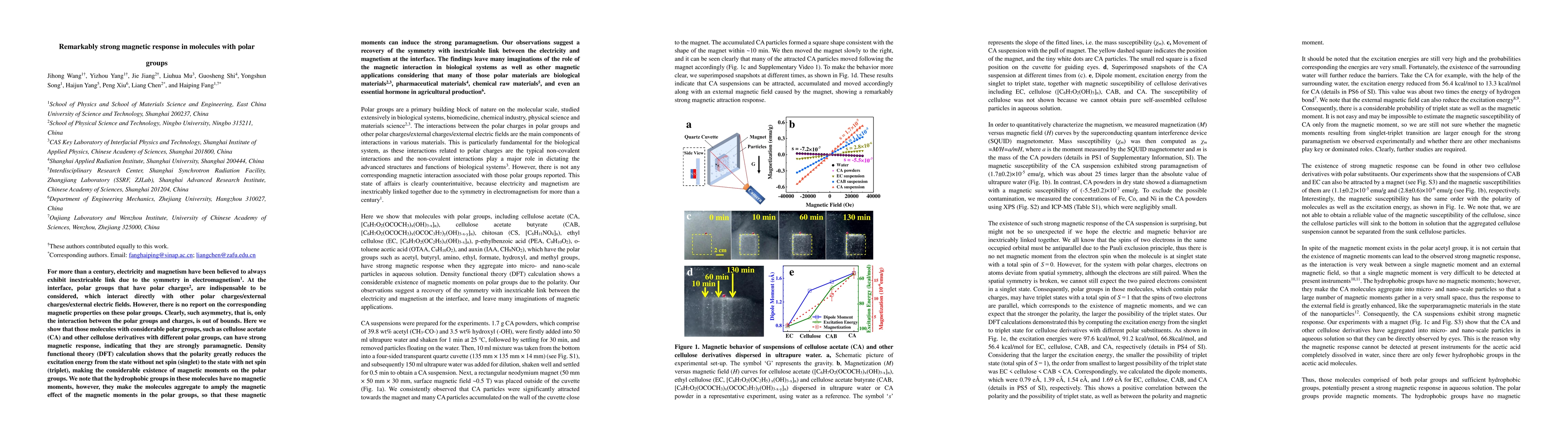 Thumbnail for Remarkably strong magnetic response in molecules with polar groups
