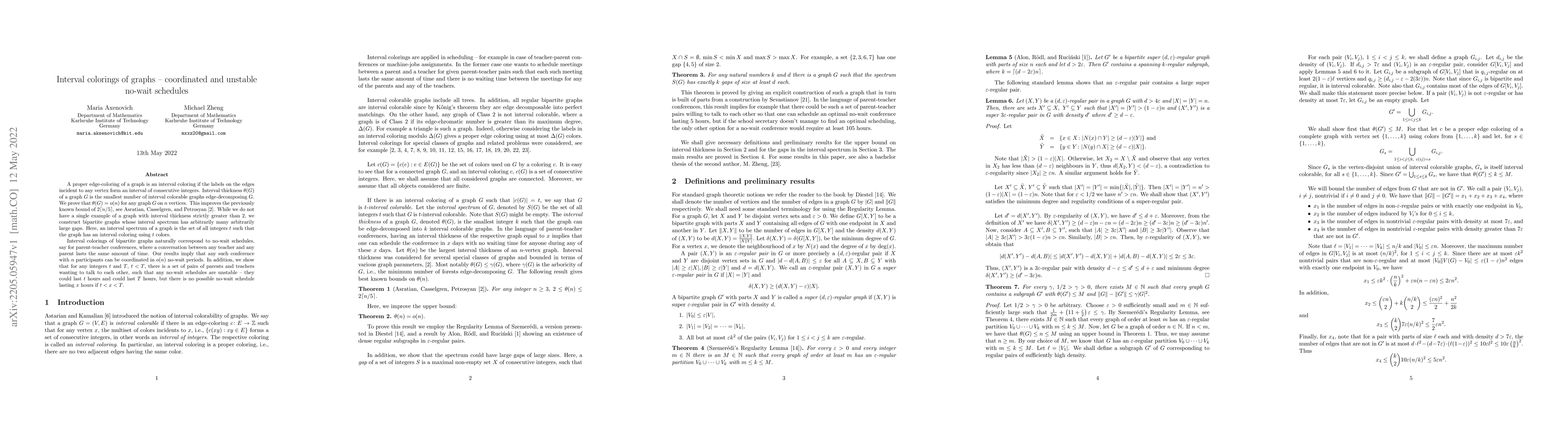 Thumbnail for Interval colorings of graphs -- coordinated and unstable no-wait
  schedules