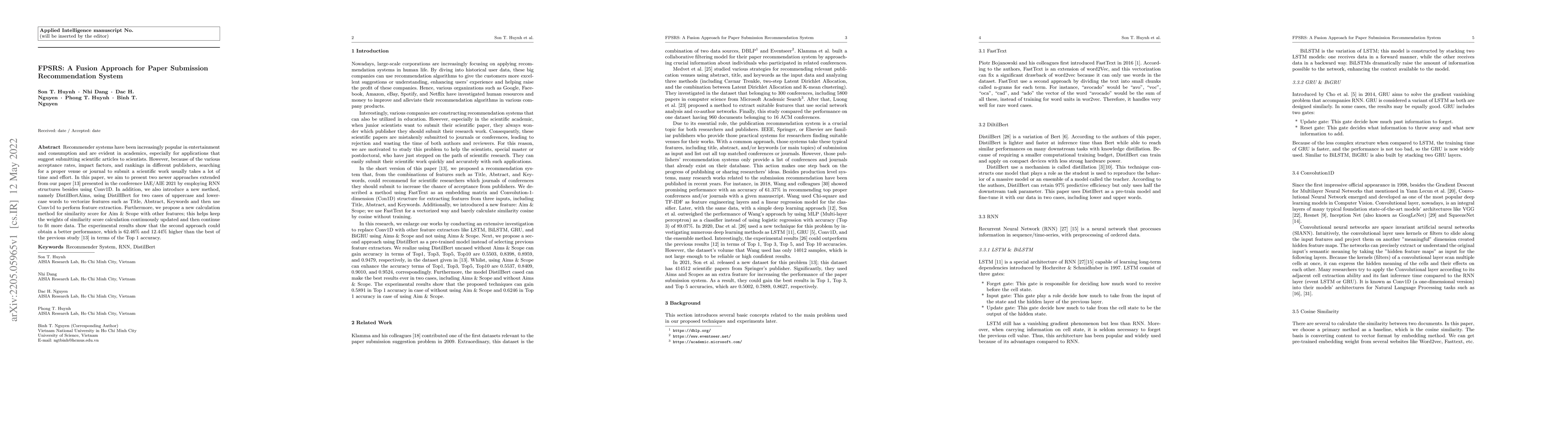 Thumbnail for FPSRS: A Fusion Approach for Paper Submission Recommendation System