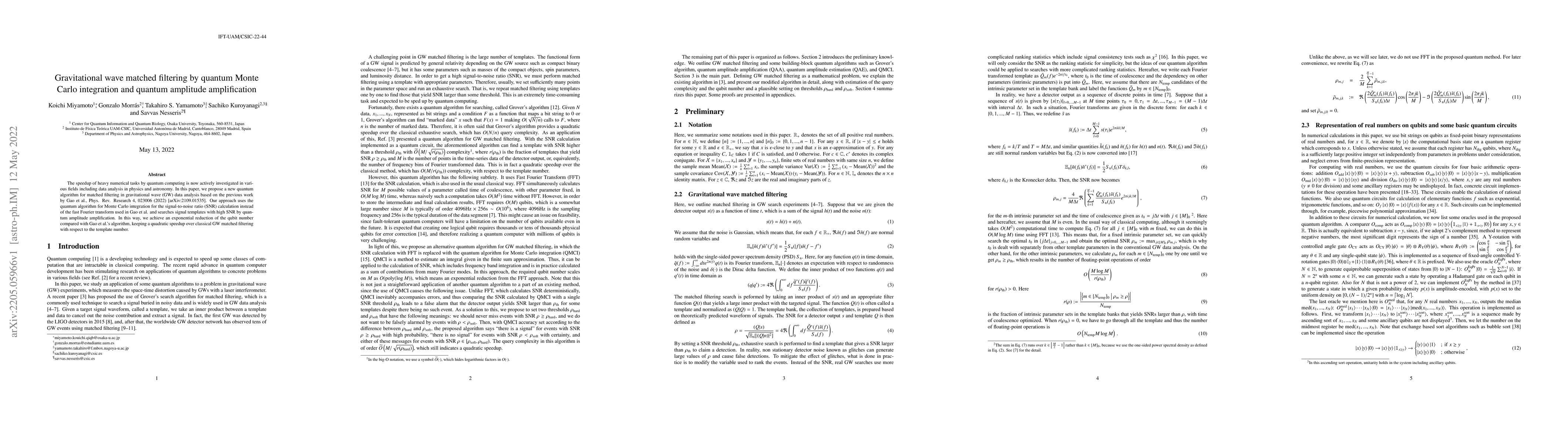 Thumbnail for Gravitational wave matched filtering by quantum Monte Carlo integration
  and quantum amplitude amplification