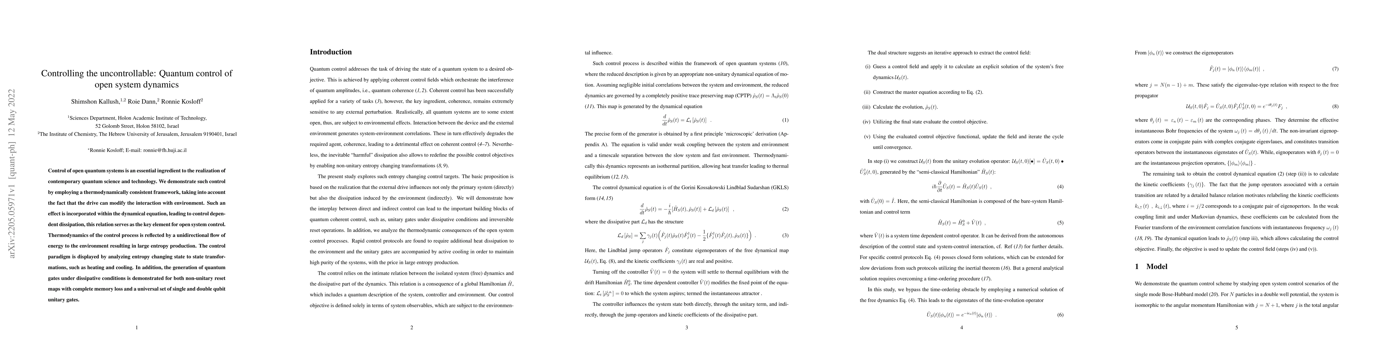 Thumbnail for Controlling the uncontrollable: Quantum control of open system dynamics