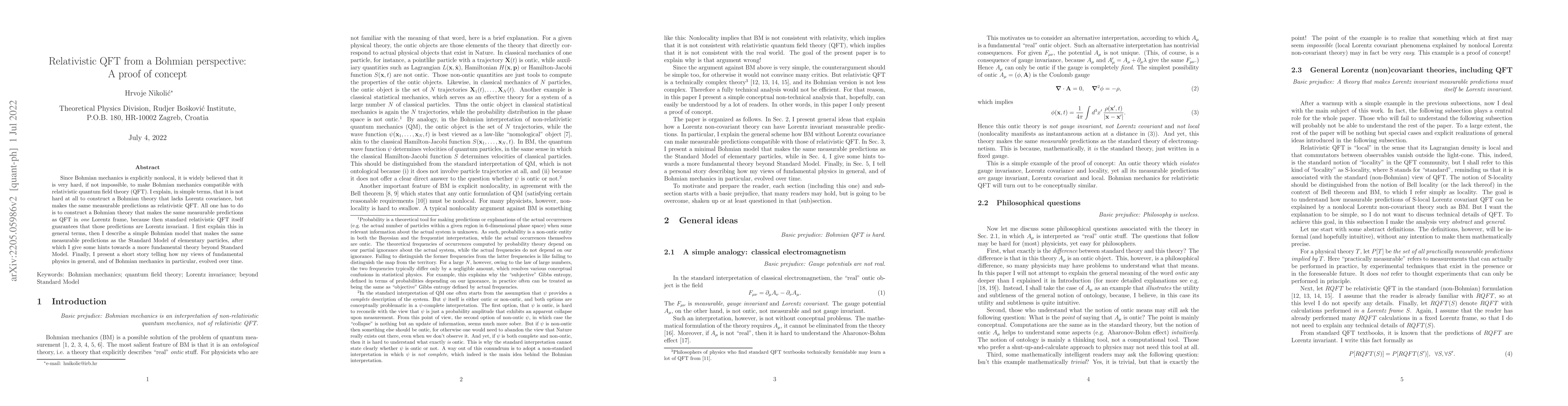 Thumbnail for Relativistic QFT from a Bohmian perspective: A proof of concept