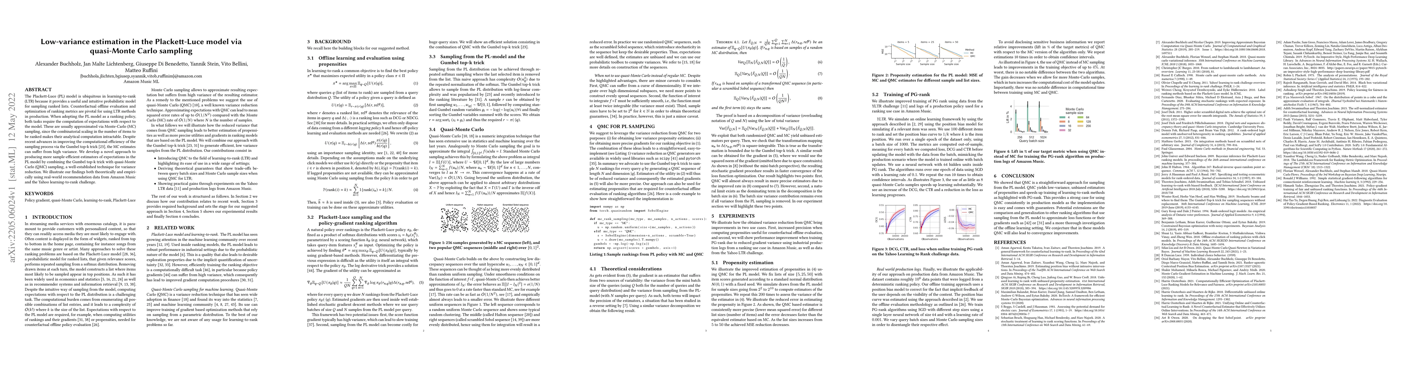 Thumbnail for Low-variance estimation in the Plackett-Luce model via quasi-Monte Carlo
  sampling