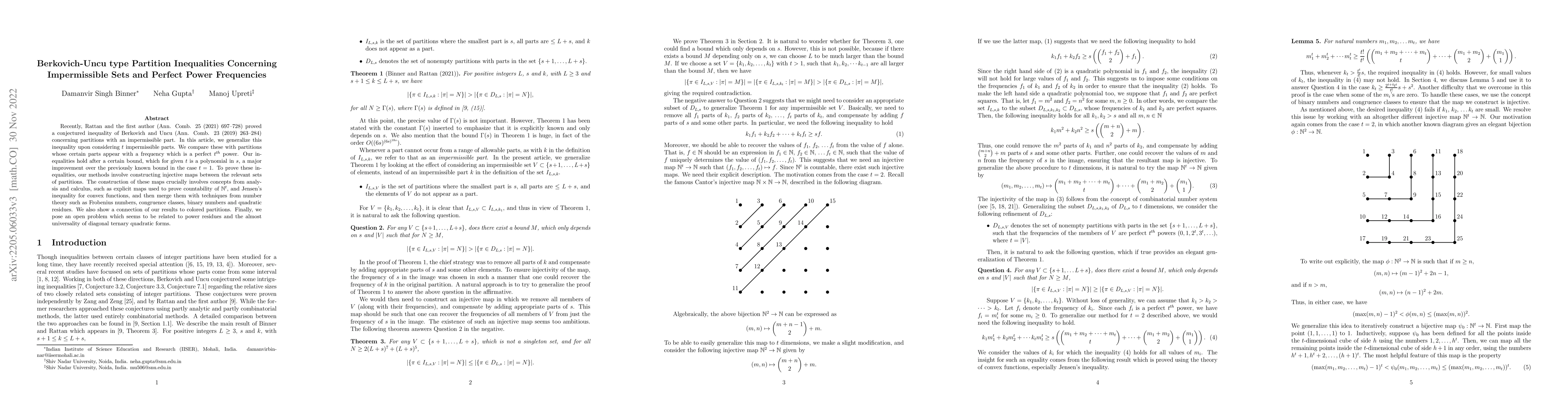 Thumbnail for Berkovich-Uncu type Partition Inequalities Concerning Impermissible Sets
  and Perfect Power Frequencies