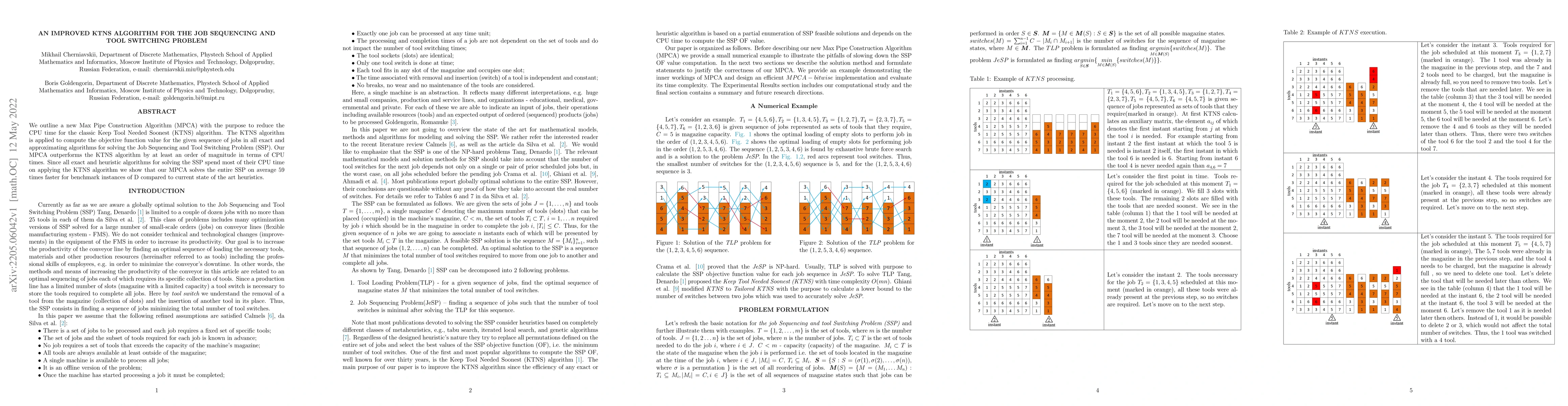 Thumbnail for An improved KTNS algorithm for the job sequencing and tool switching
  problem
