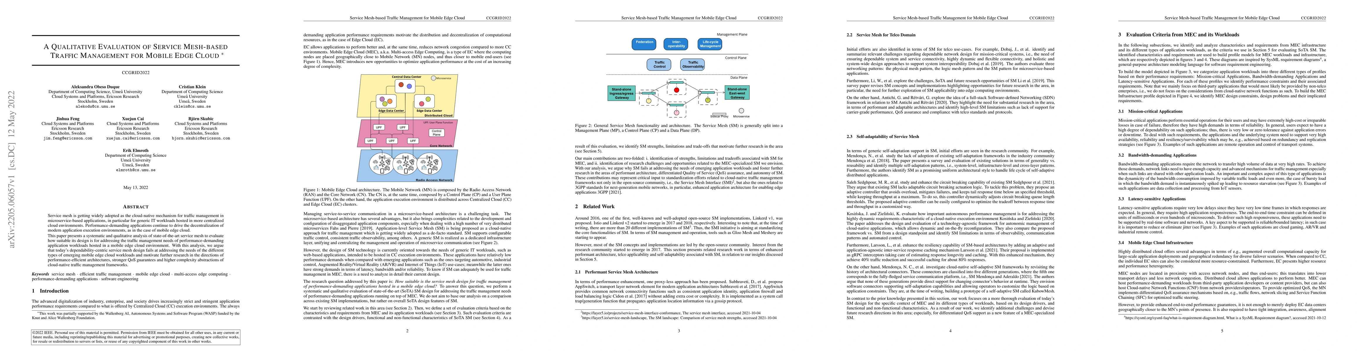 Thumbnail for A Qualitative Evaluation of Service Mesh-based Traffic Management for
  Mobile Edge Cloud