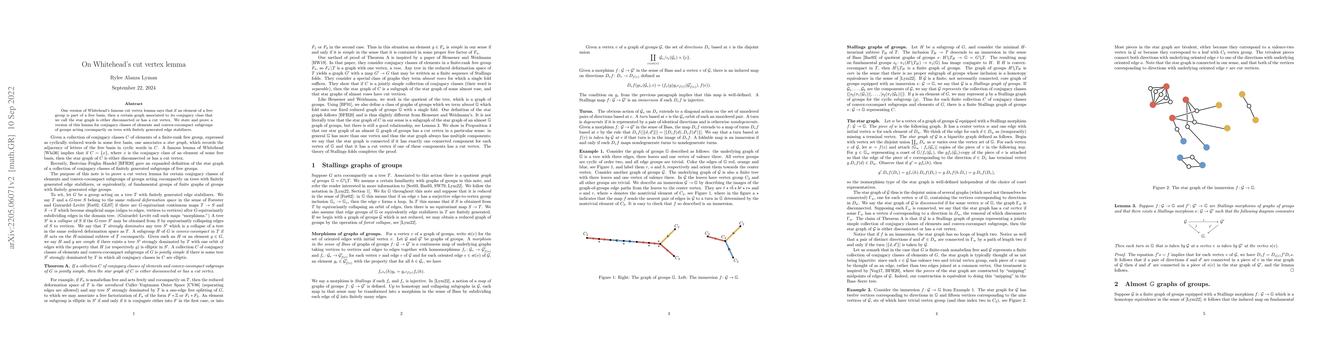 Thumbnail for On Whitehead's cut vertex lemma