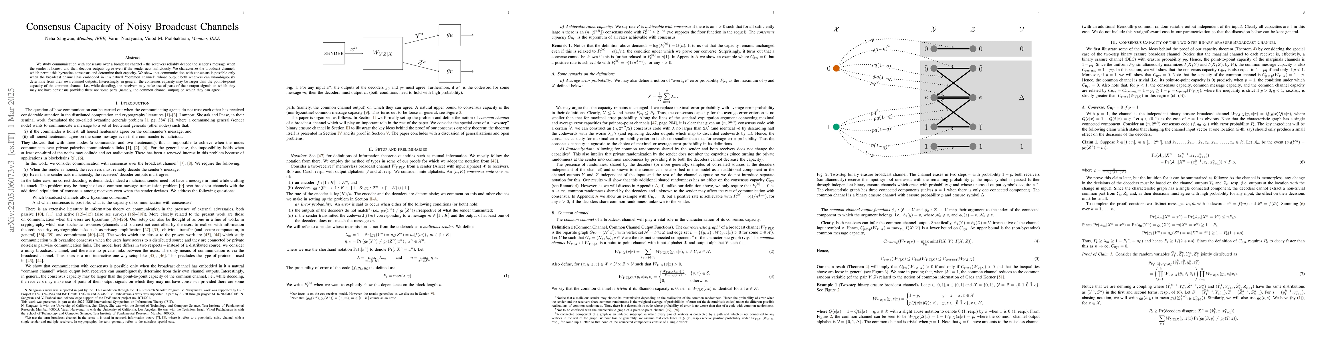 Thumbnail for Consensus Capacity of Noisy Broadcast Channels