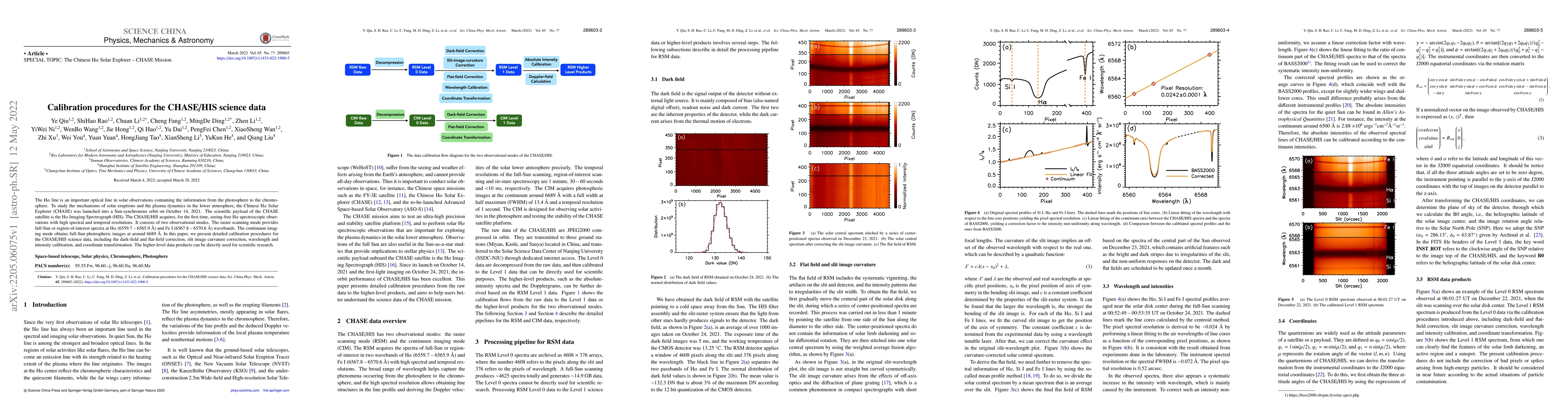 Thumbnail for Calibration procedures for the CHASE/HIS science data