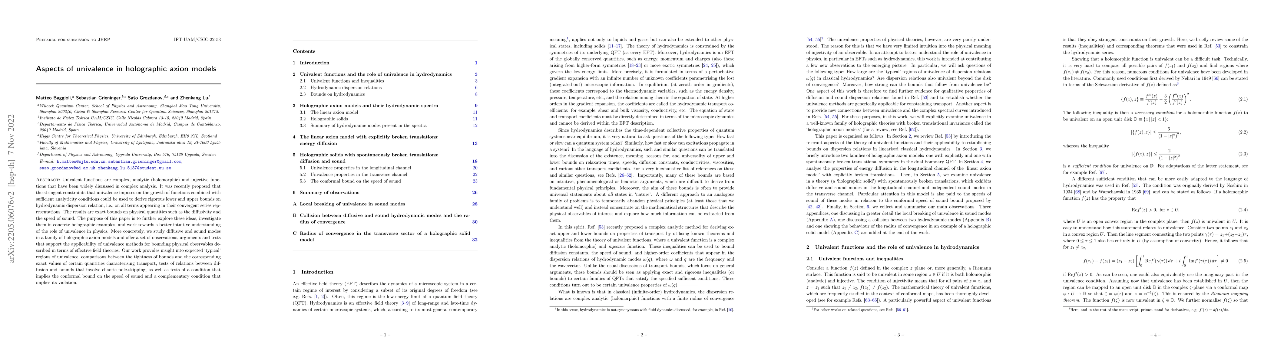 Thumbnail for Aspects of univalence in holographic axion models