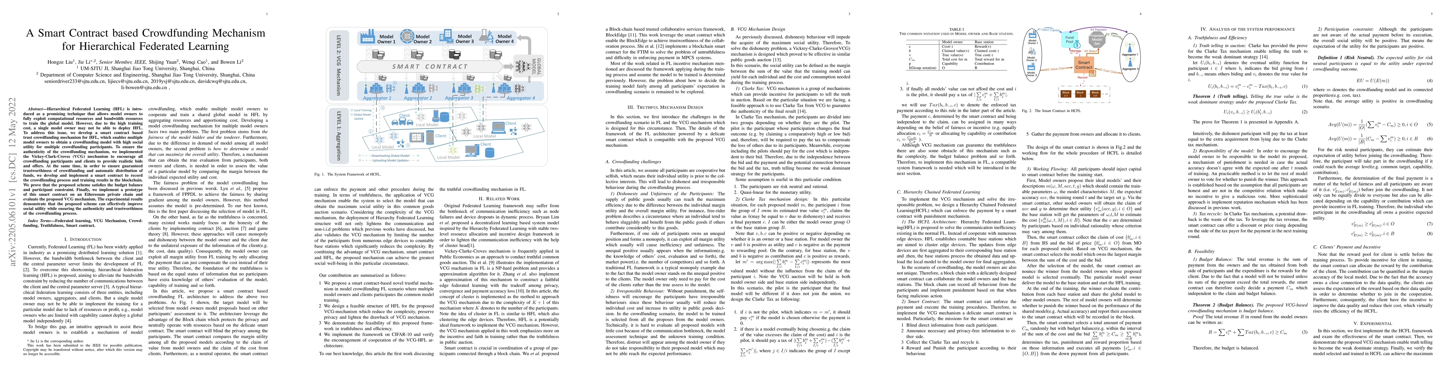 Thumbnail for A Smart Contract based Crowdfunding Mechanism for Hierarchical Federated
  Learning