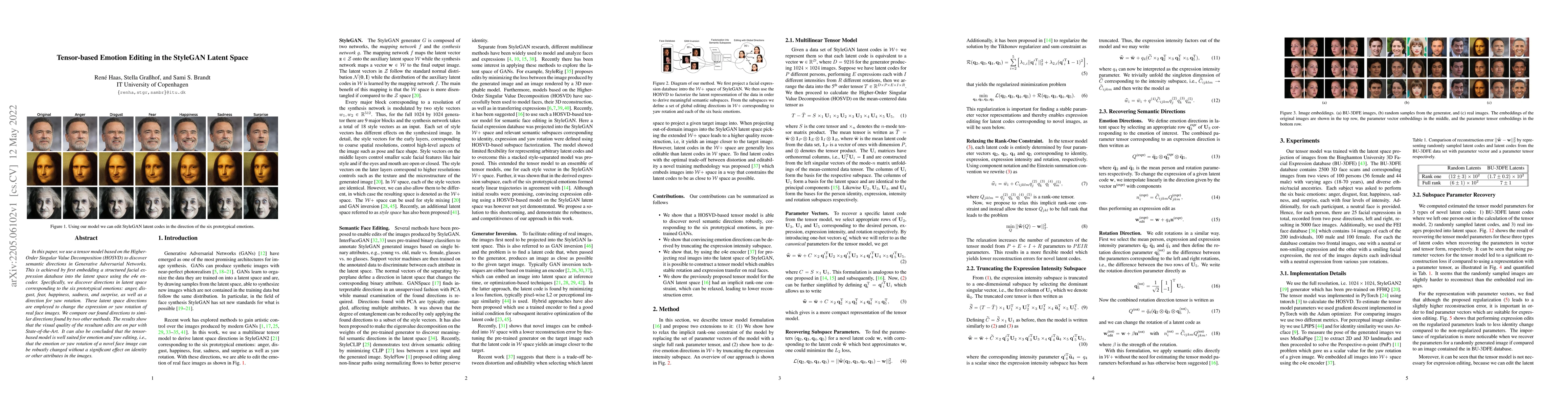 Thumbnail for Tensor-based Emotion Editing in the StyleGAN Latent Space