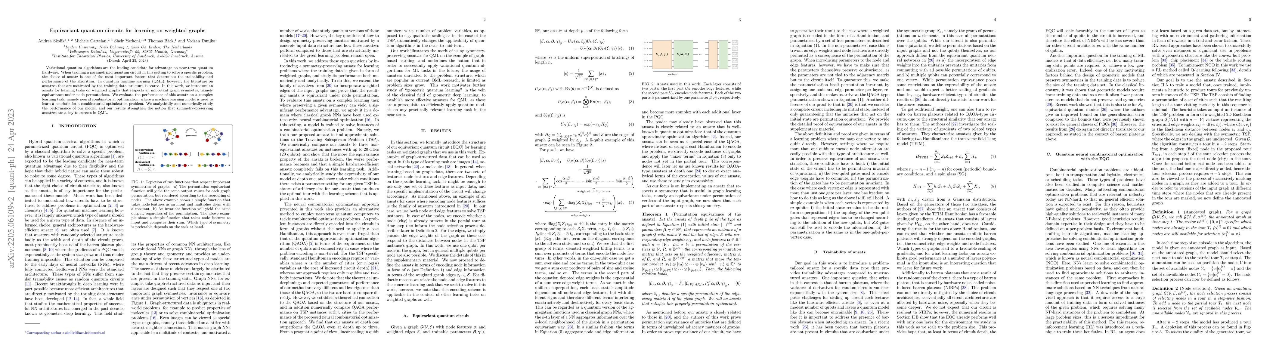 Thumbnail for Equivariant quantum circuits for learning on weighted graphs