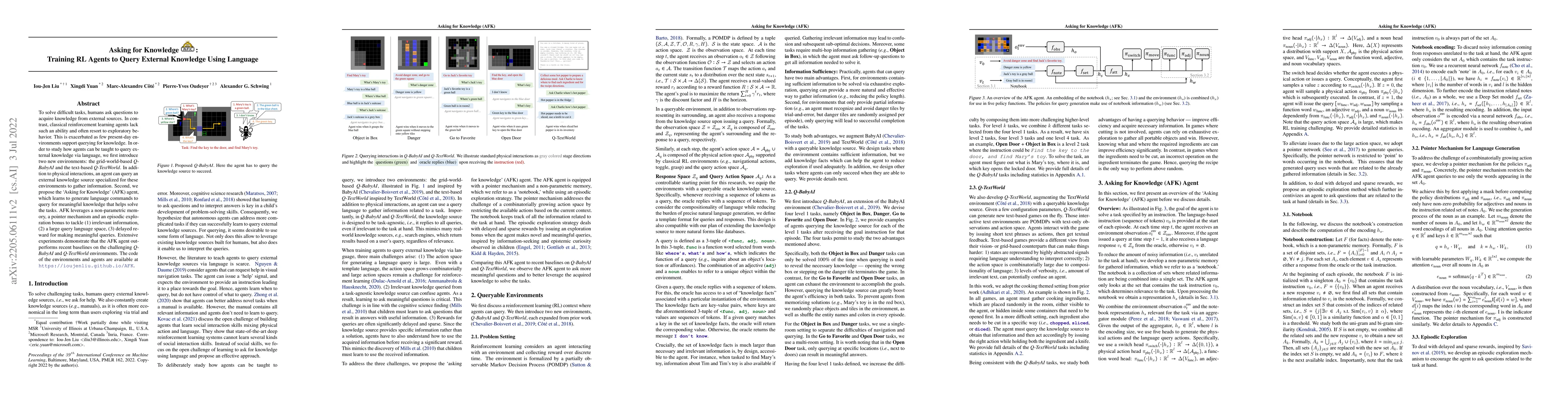 Thumbnail for Asking for Knowledge: Training RL Agents to Query External Knowledge
  Using Language