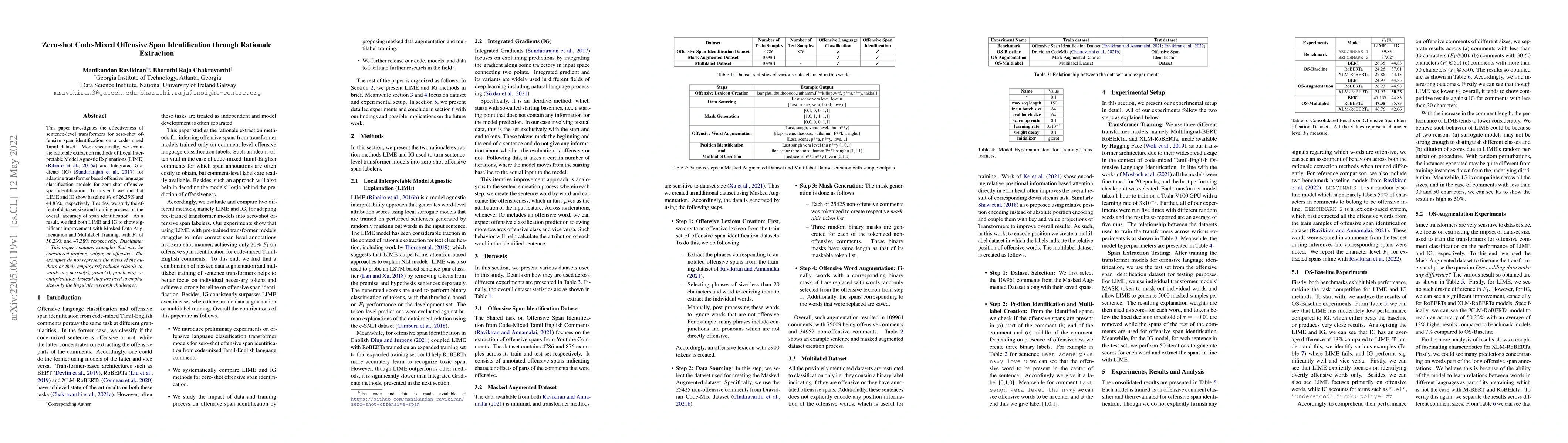 Thumbnail for Zero-shot Code-Mixed Offensive Span Identification through Rationale
  Extraction