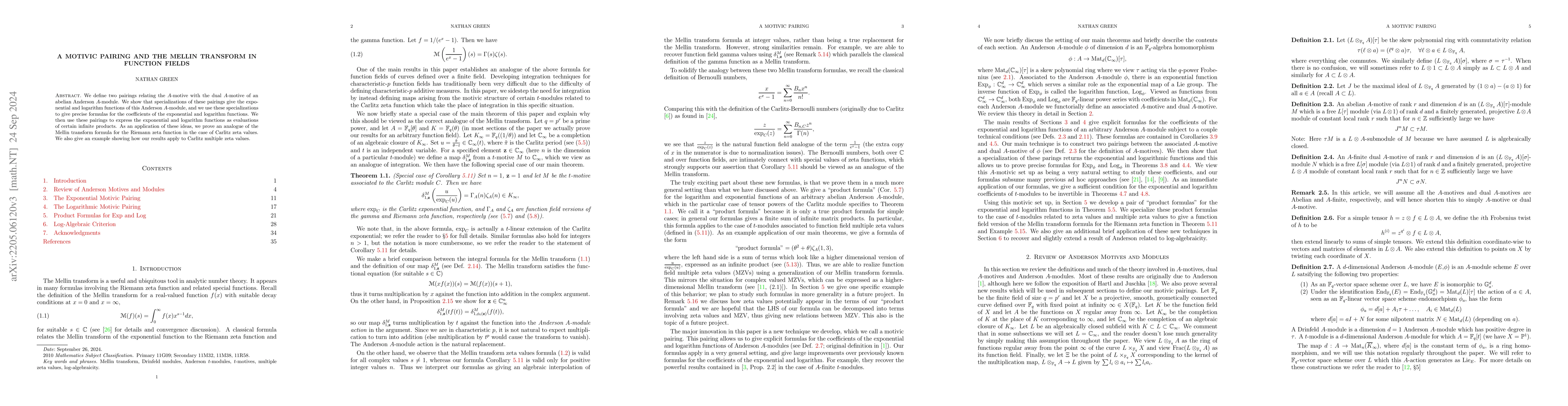 Thumbnail for A Motivic Pairing and the Mellin Transform in Function Fields