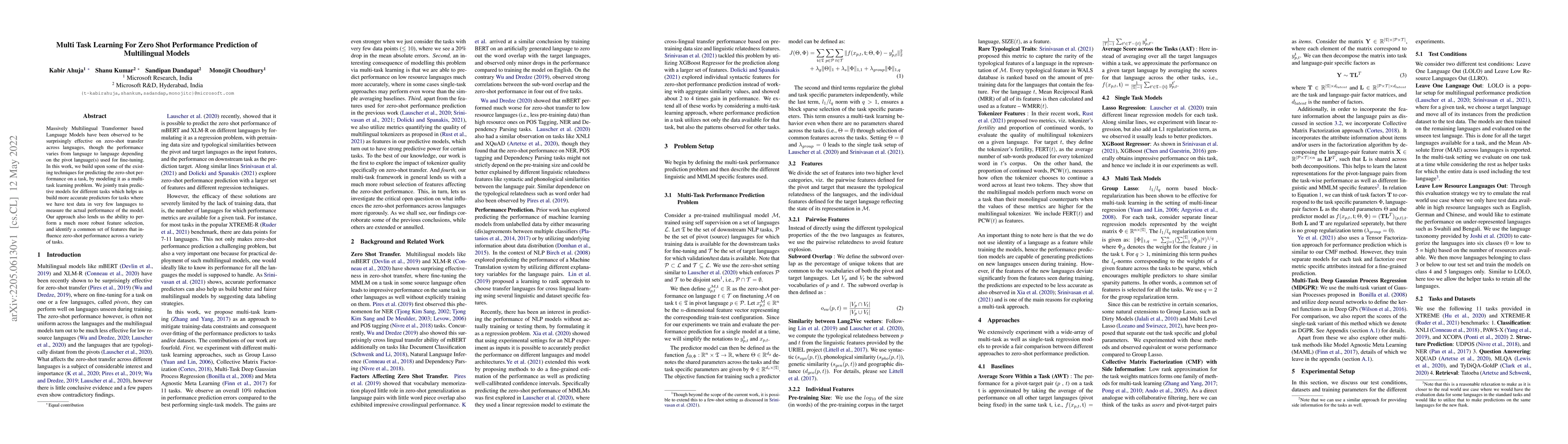 Thumbnail for Multi Task Learning For Zero Shot Performance Prediction of Multilingual
  Models