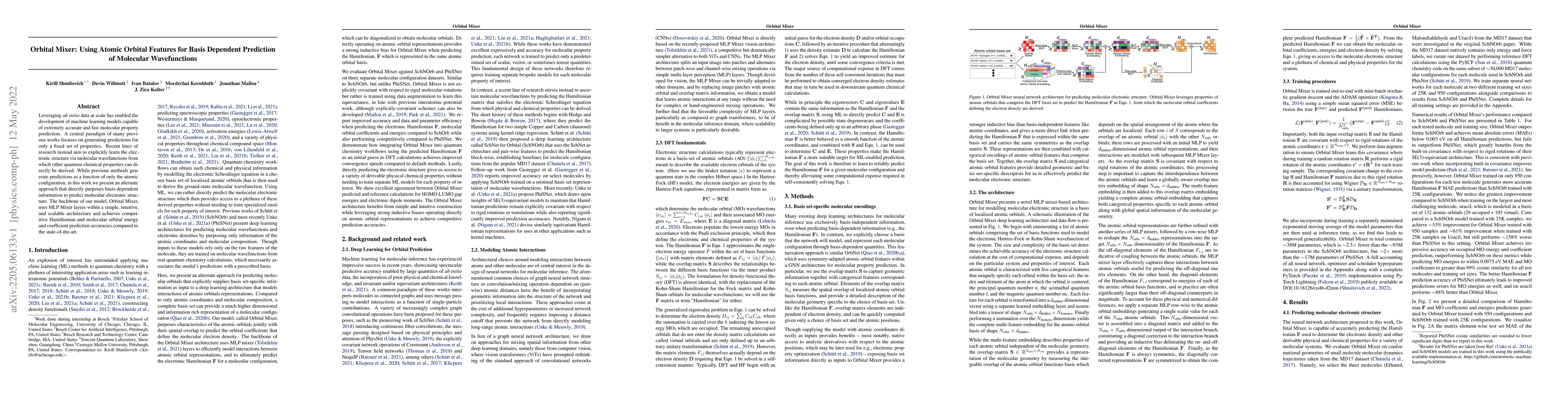 Thumbnail for Orbital Mixer: Using Atomic Orbital Features for Basis Dependent
  Prediction of Molecular Wavefunctions