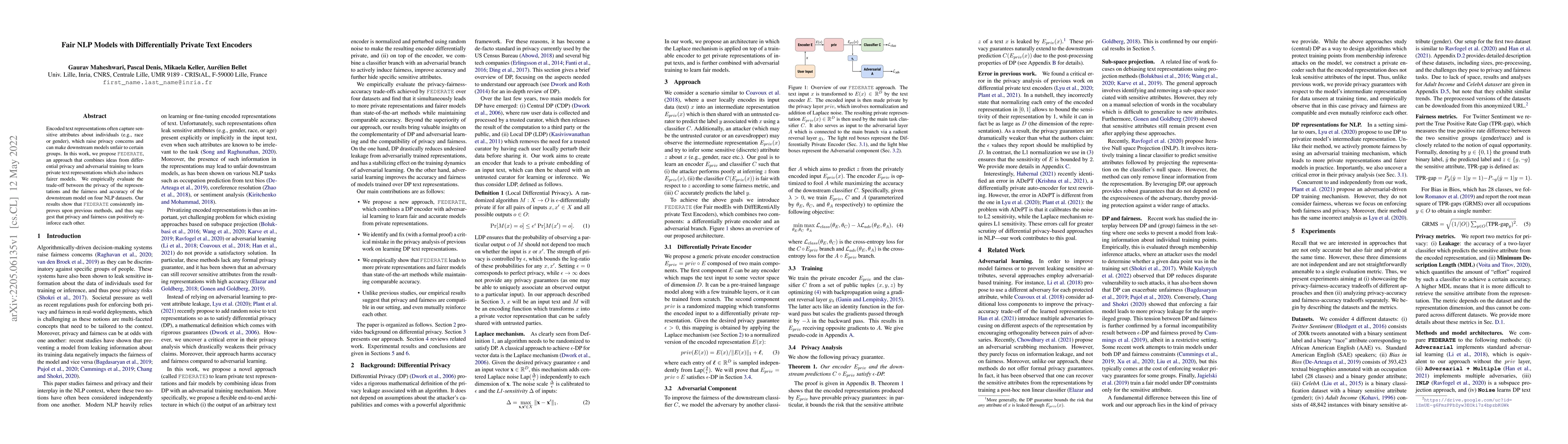 Thumbnail for Fair NLP Models with Differentially Private Text Encoders
