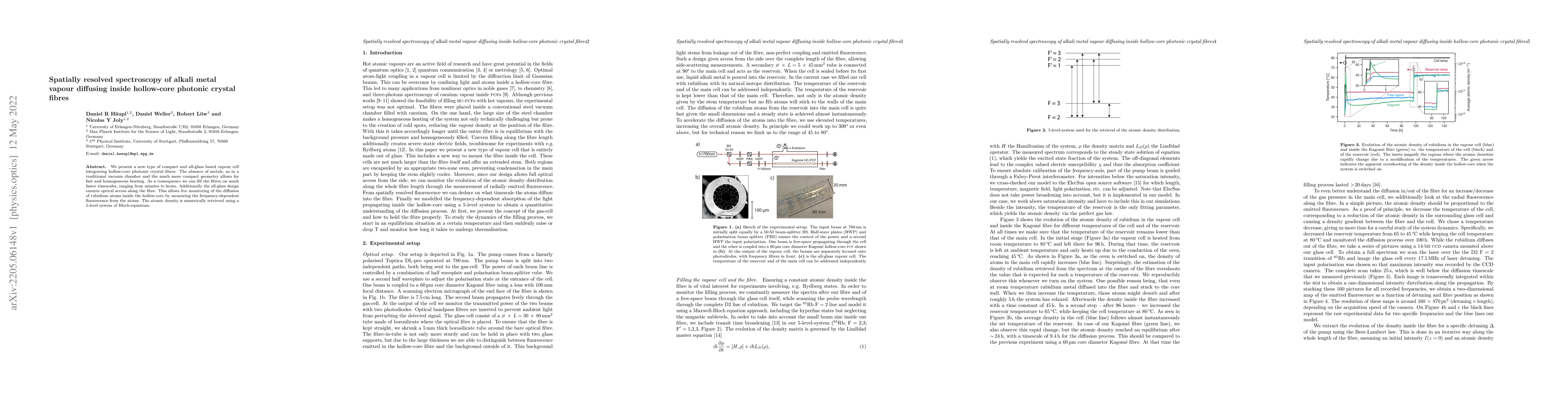 Thumbnail for Spatially resolved spectroscopy of alkali metal vapour diffusing inside
  hollow-core photonic crystal fibres