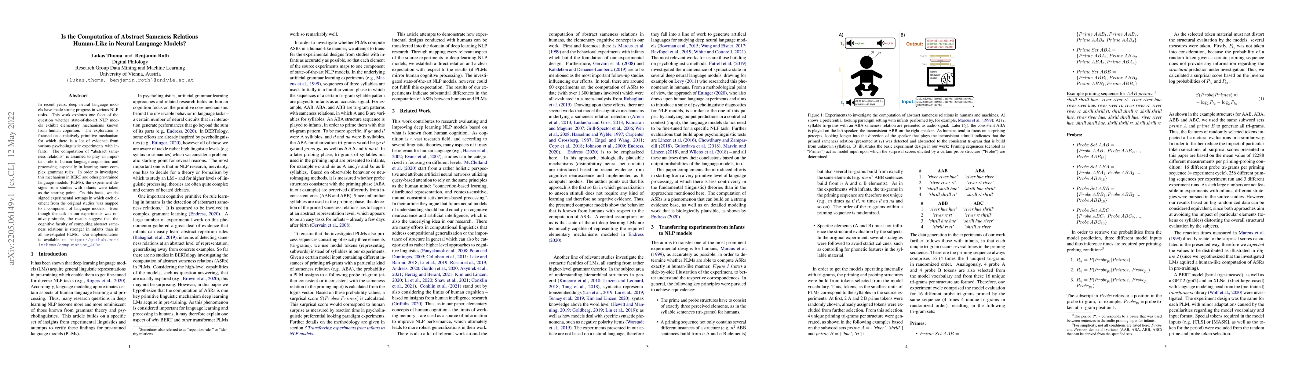 Thumbnail for Is the Computation of Abstract Sameness Relations Human-Like in Neural
  Language Models?