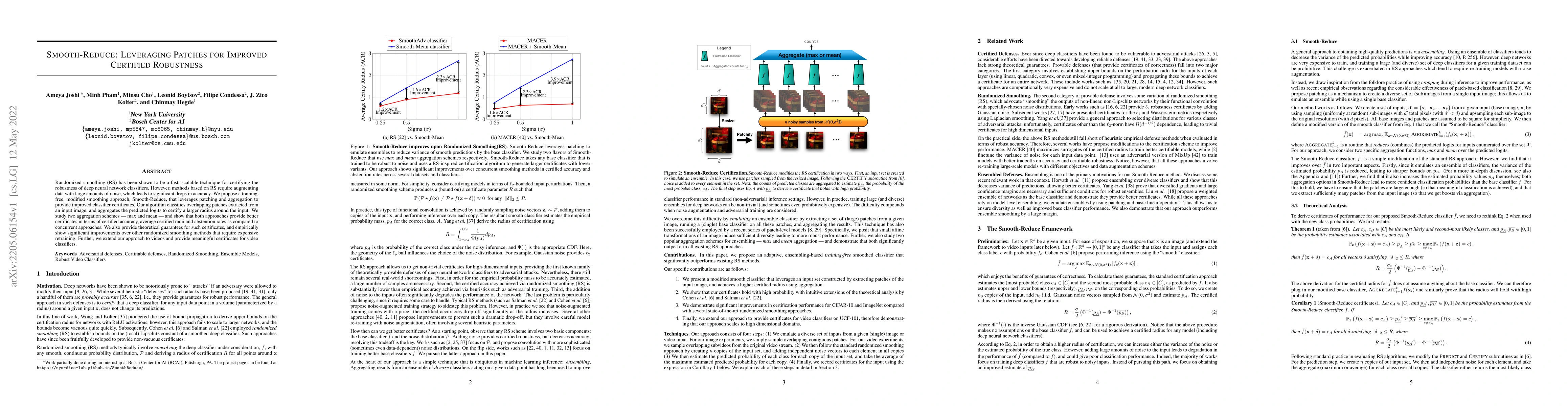 Thumbnail for Smooth-Reduce: Leveraging Patches for Improved Certified Robustness