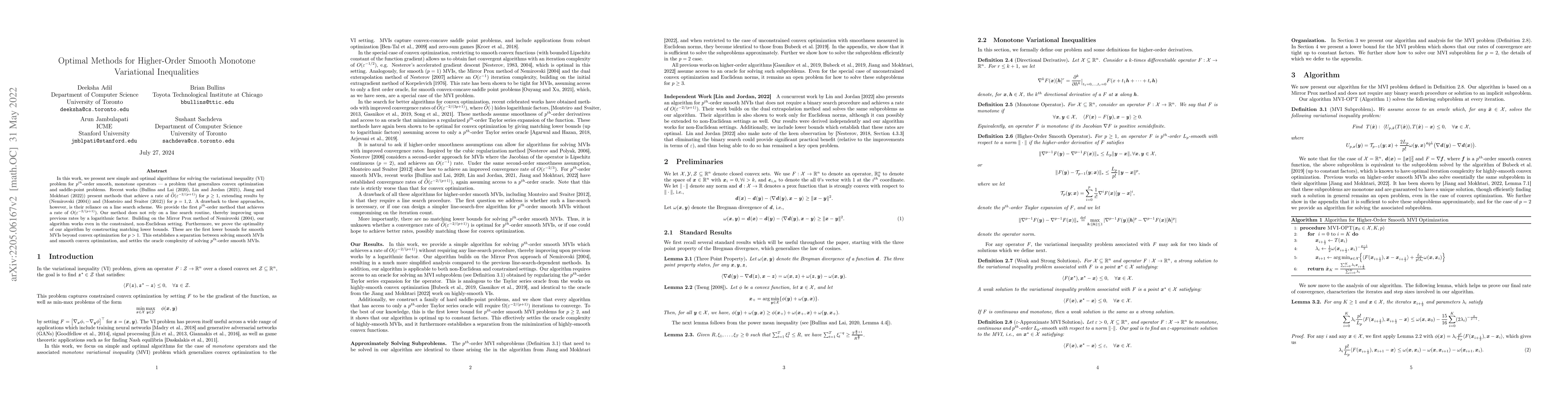 Thumbnail for Optimal Methods for Higher-Order Smooth Monotone Variational
  Inequalities