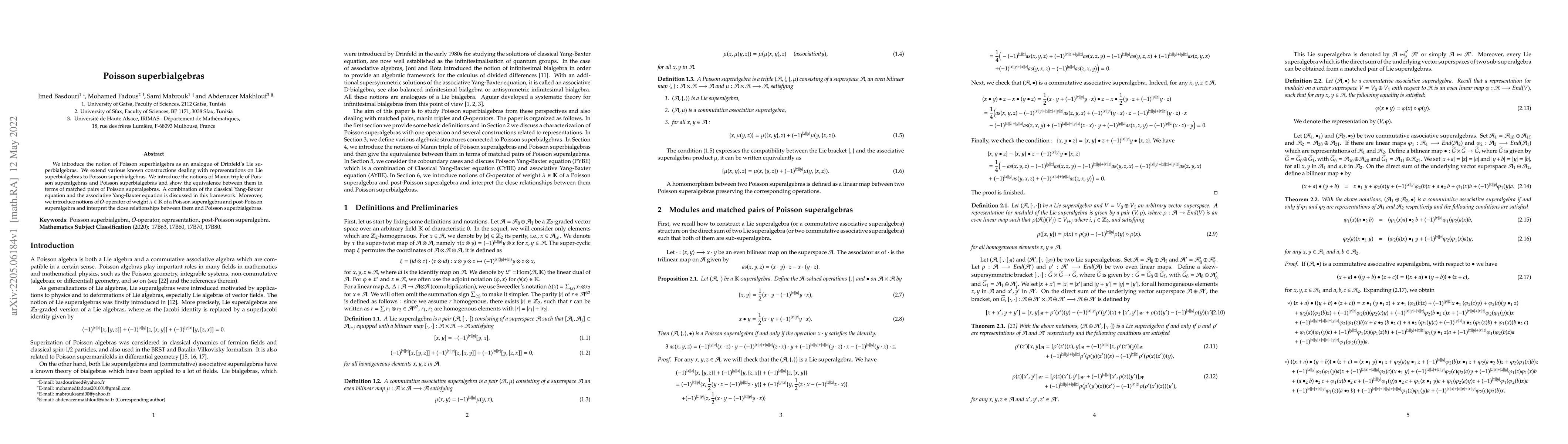 Thumbnail for Poisson superbialgebras
