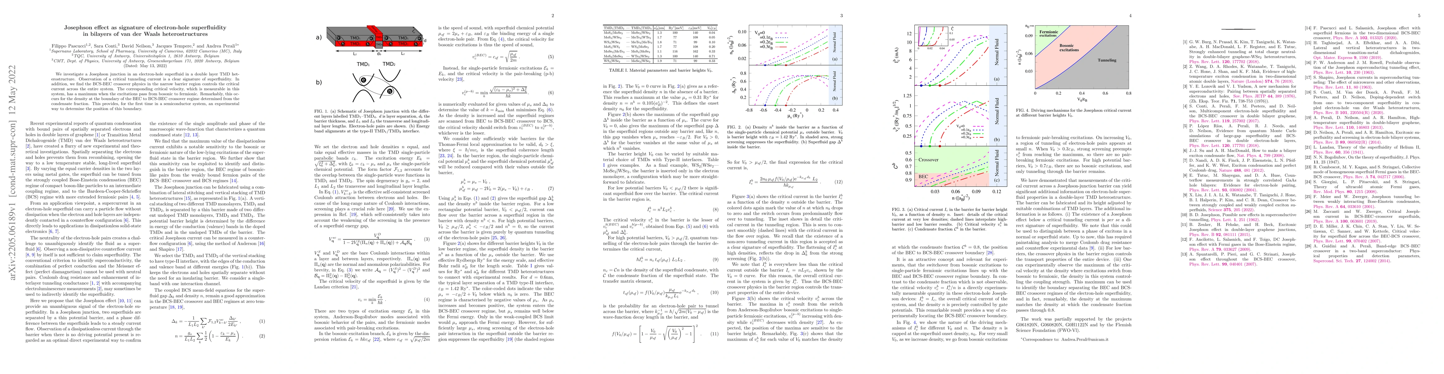 Thumbnail for Josephson effect as signature of electron-hole superfluidity in bilayers
  of van der Waals heterostructures