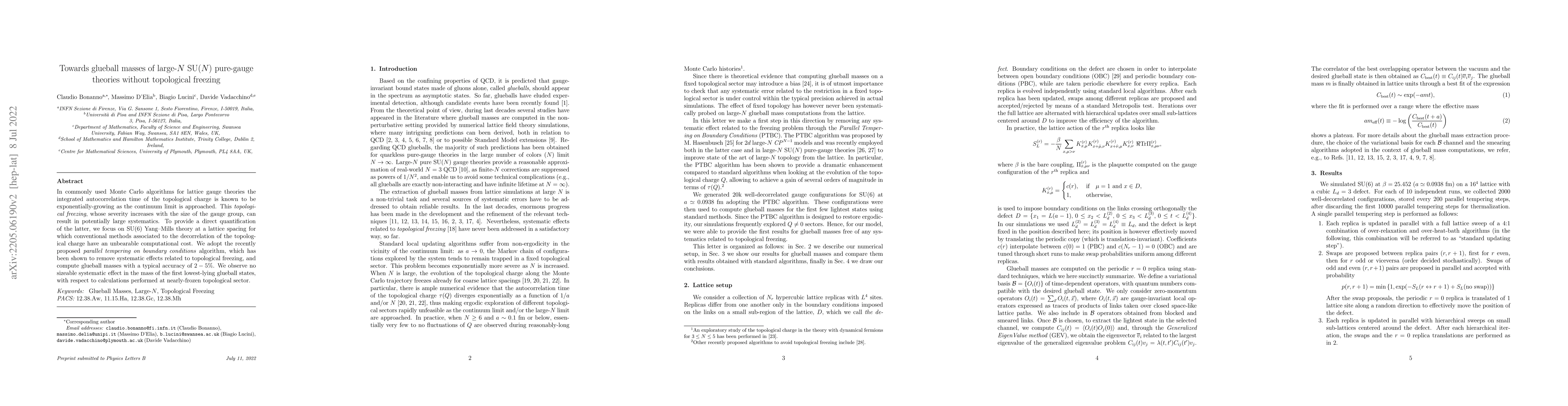 Thumbnail for Towards glueball masses of large-$N$ $\mathrm{SU}(N)$ pure-gauge
  theories without topological freezing