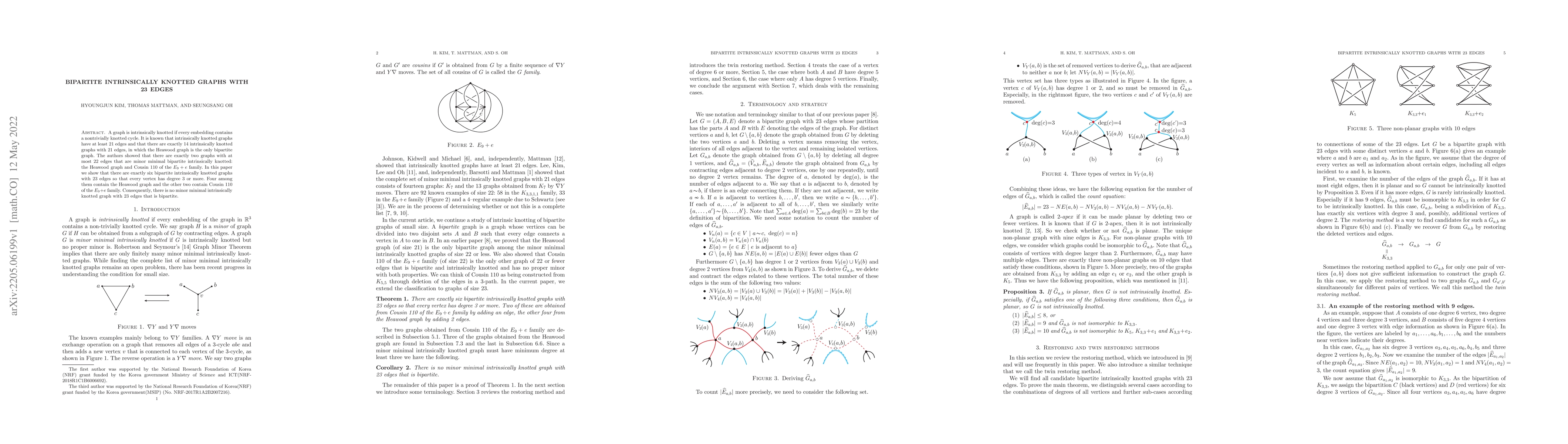 Thumbnail for Bipartite intrinsically knotted graphs with 23 edges
