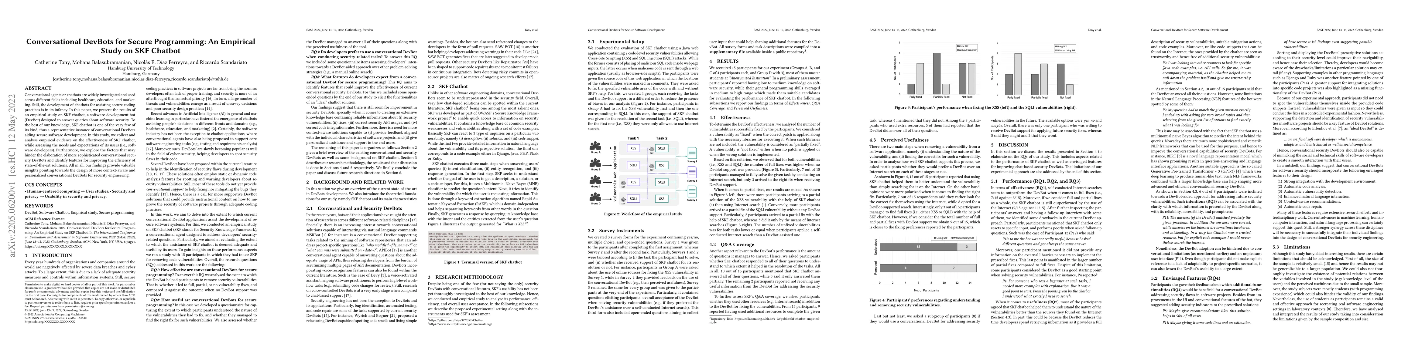 Thumbnail for Conversational DevBots for Secure Programming: An Empirical Study on SKF
  Chatbot