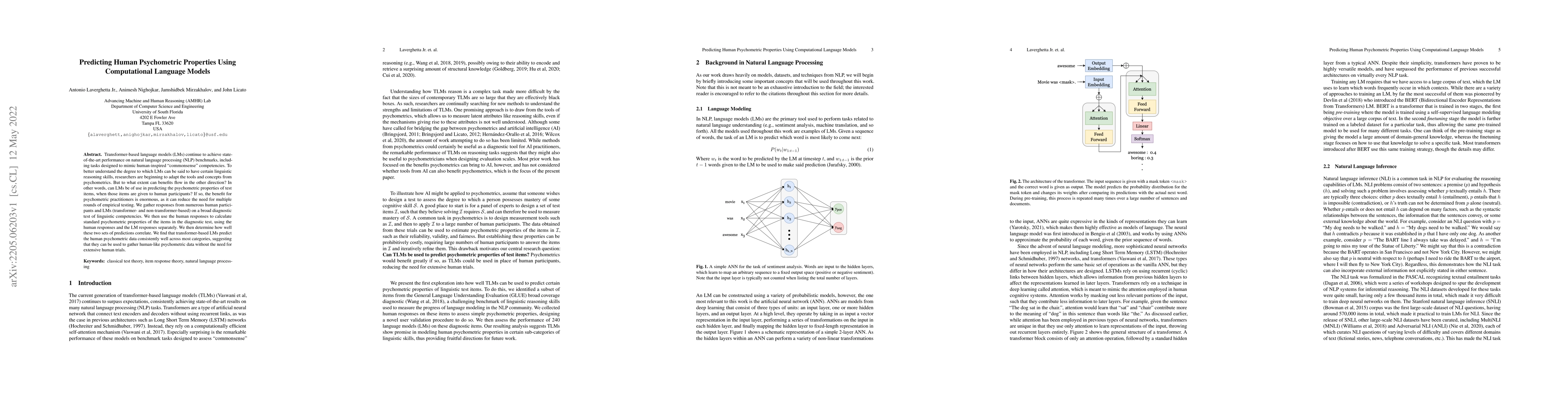 Thumbnail for Predicting Human Psychometric Properties Using Computational Language
  Models