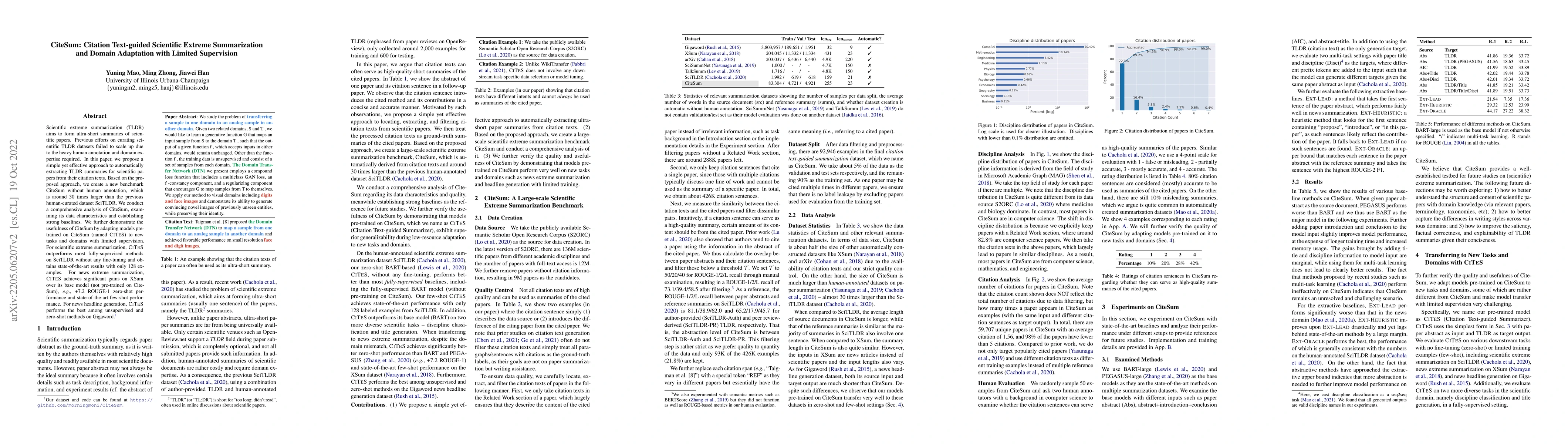 Thumbnail for CiteSum: Citation Text-guided Scientific Extreme Summarization and
  Domain Adaptation with Limited Supervision
