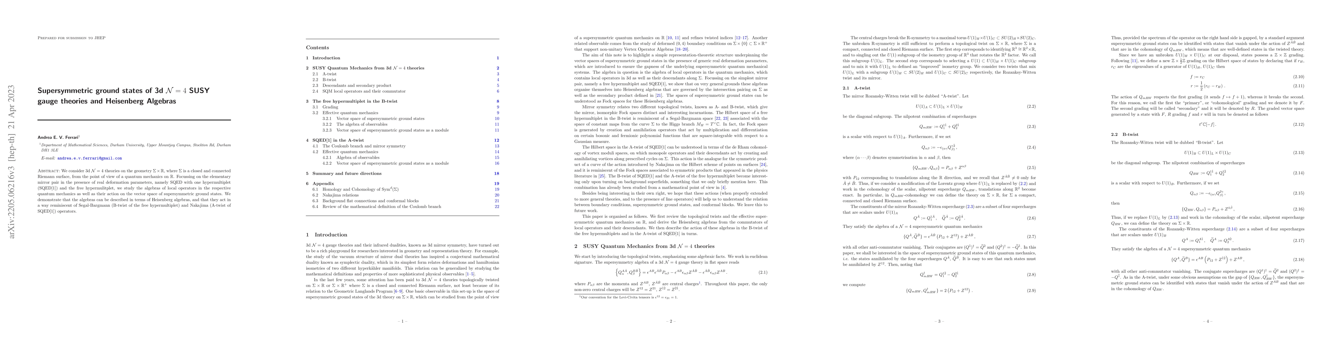 Thumbnail for Supersymmetric ground states of 3d $\mathcal{N}=4$ SUSY gauge theories
  and Heisenberg Algebras