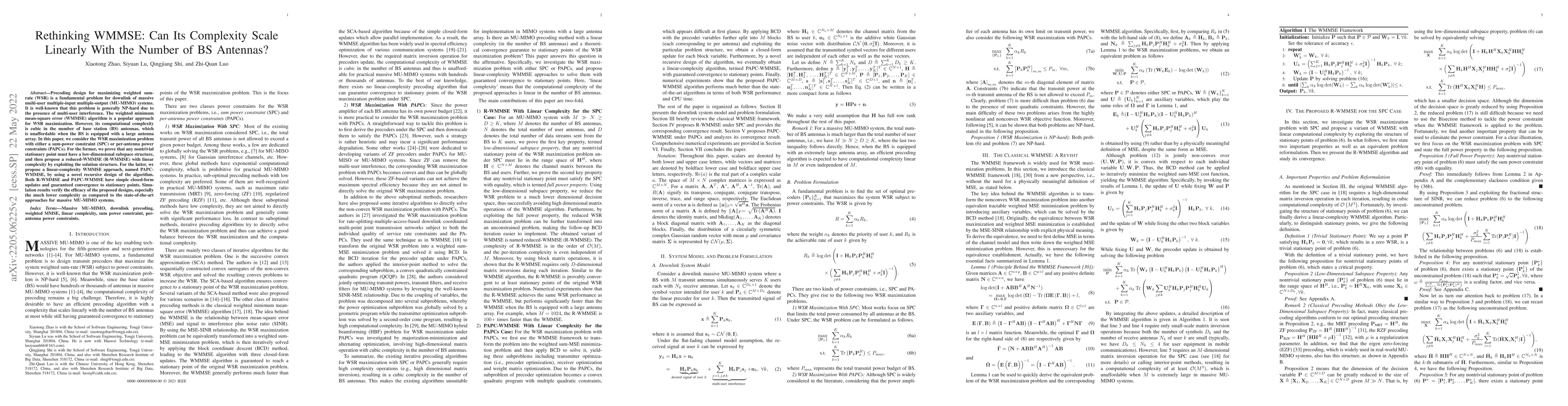 Thumbnail for Rethinking WMMSE: Can Its Complexity Scale Linearly With the Number of
  BS Antennas?