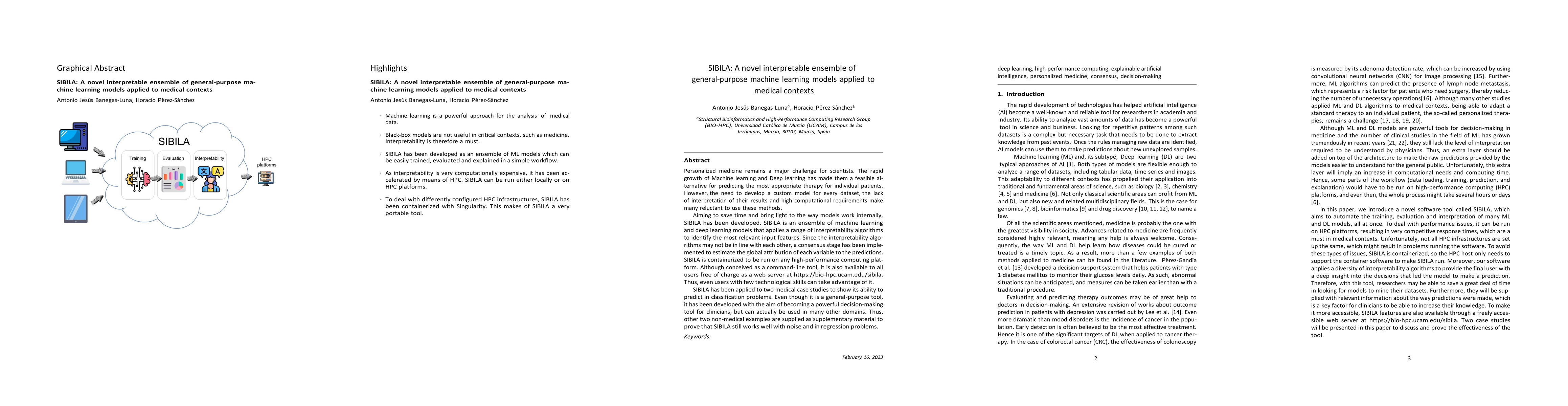 Thumbnail for SIBILA: A novel interpretable ensemble of general-purpose machine
  learning models applied to medical contexts
