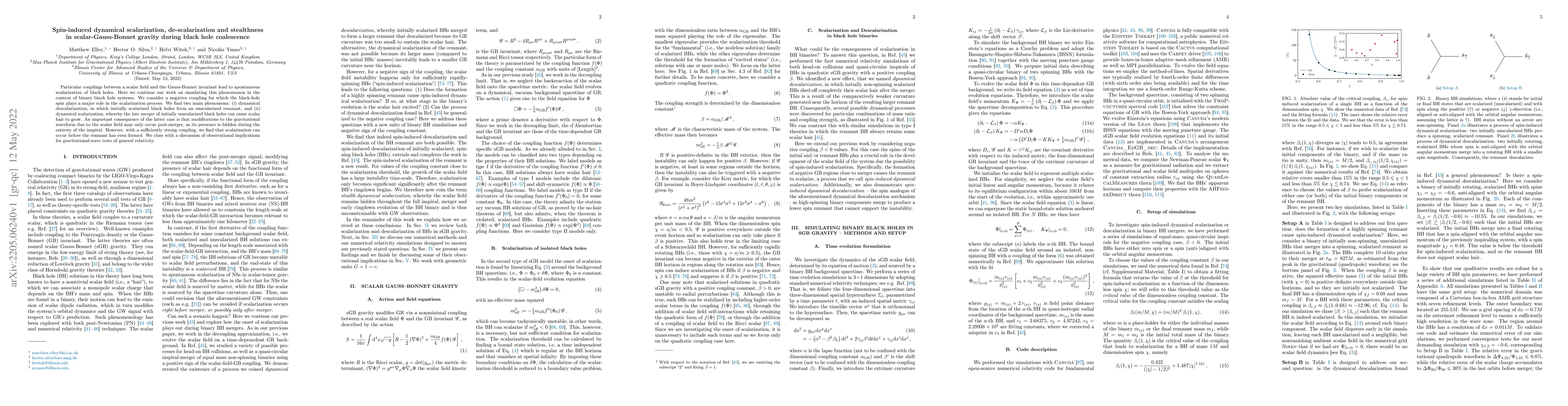 Thumbnail for Spin-induced dynamical scalarization, de-scalarization and stealthness
  in scalar-Gauss-Bonnet gravity during black hole coalescence