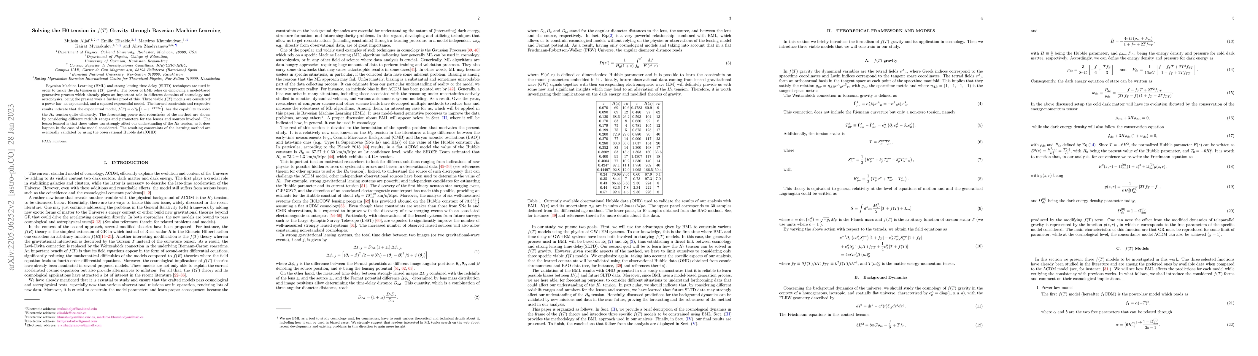 Thumbnail for Solving the $H_{0}$ tension in $f(T)$ Gravity through Bayesian Machine
  Learning