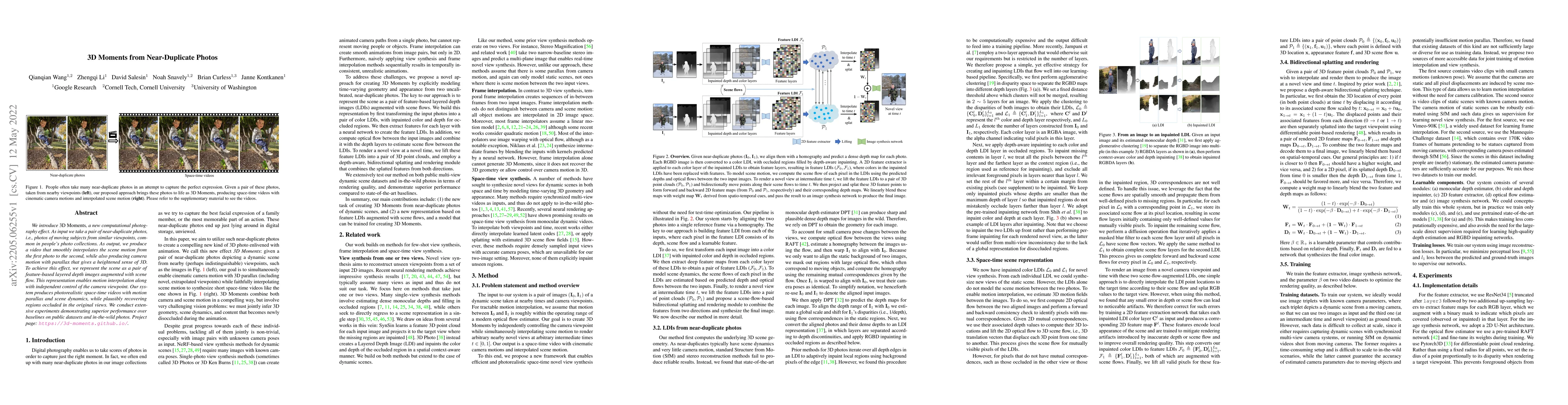 Thumbnail for 3D Moments from Near-Duplicate Photos
