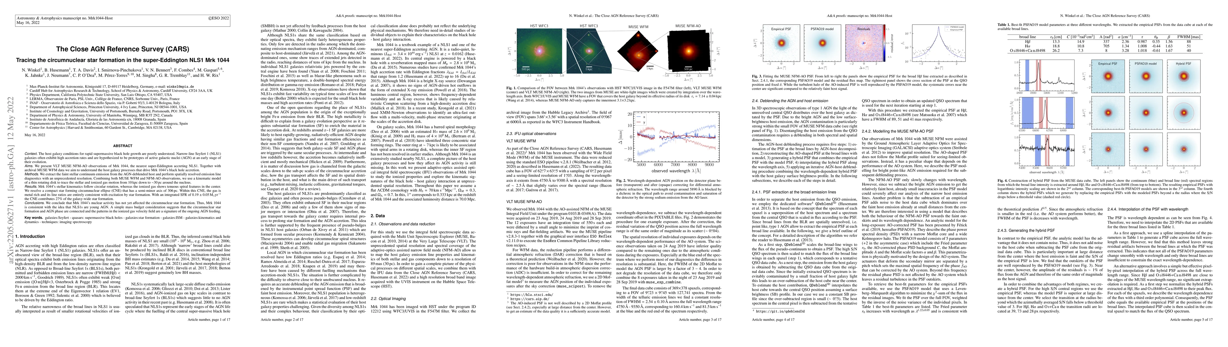 Thumbnail for The Close AGN Reference Survey (CARS): Tracing the circumnuclear star
  formation in the super-Eddington NLS1 Mrk 1044