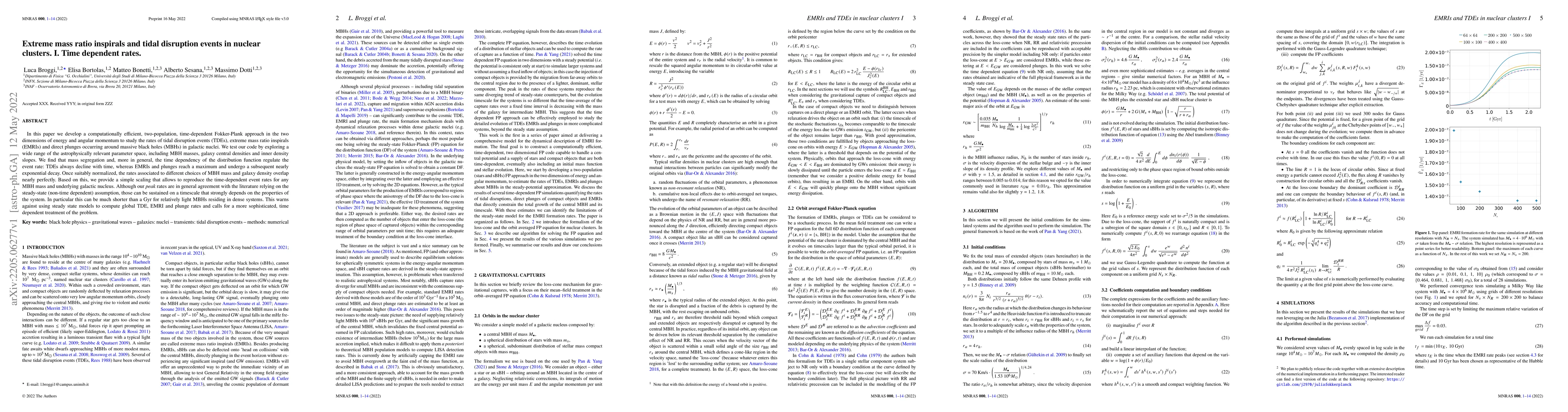 Thumbnail for Extreme mass ratio inspirals and tidal disruption events in nuclear
  clusters. I. Time dependent rates