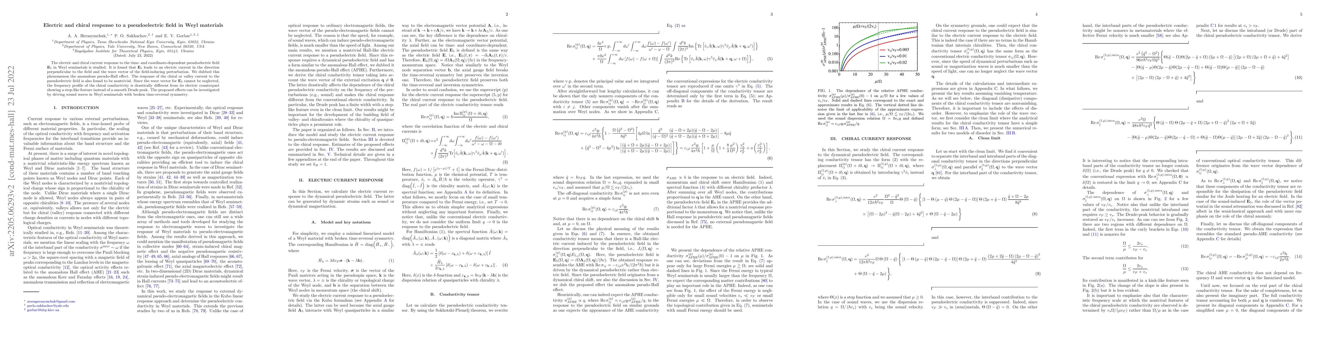 Thumbnail for Electric and chiral response to a pseudoelectric field in Weyl materials
