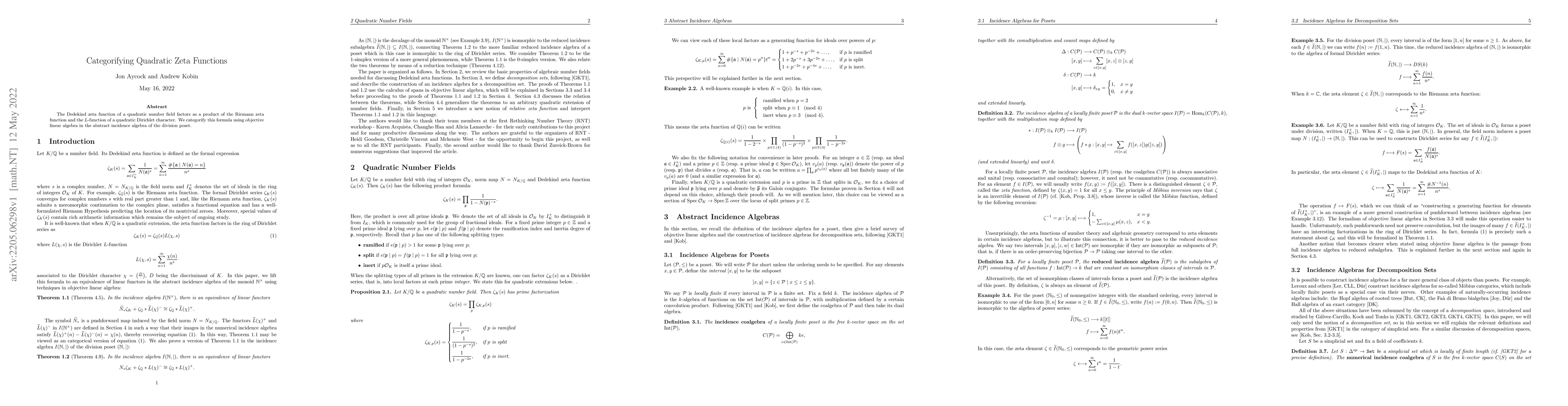 Thumbnail for Categorifying quadratic zeta functions