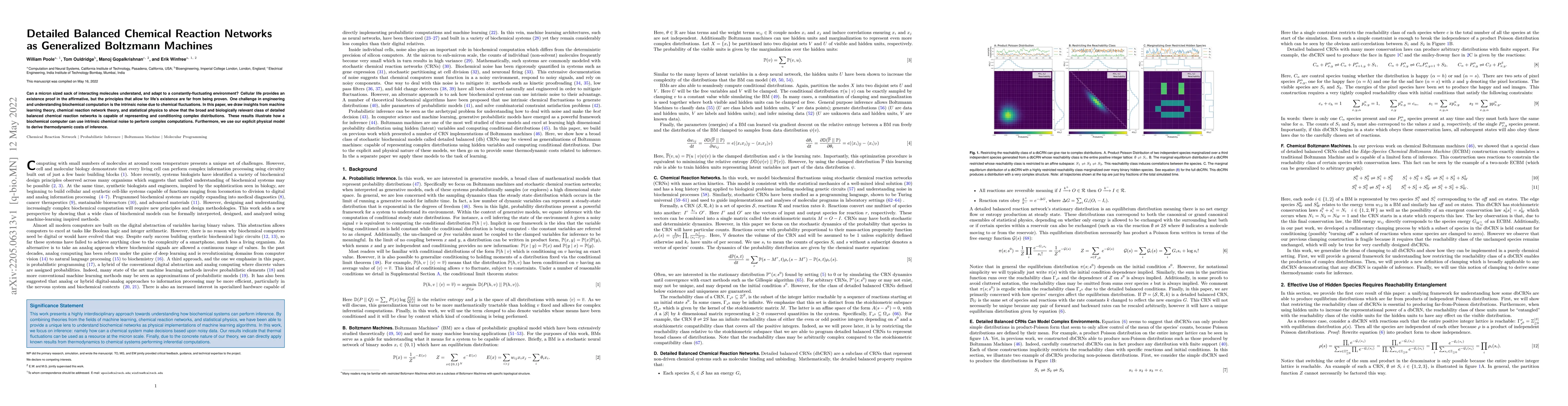Thumbnail for Detailed Balanced Chemical Reaction Networks as Generalized Boltzmann
  Machines