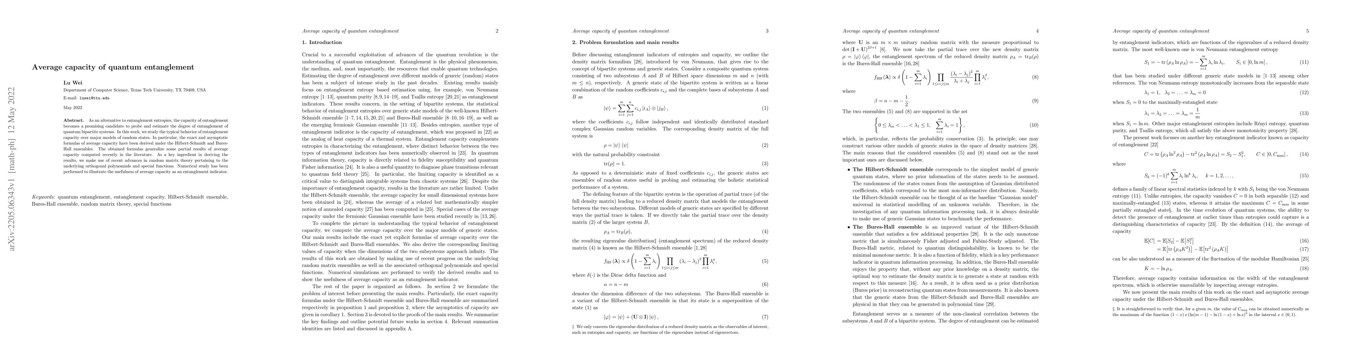 Thumbnail for Average capacity of quantum entanglement