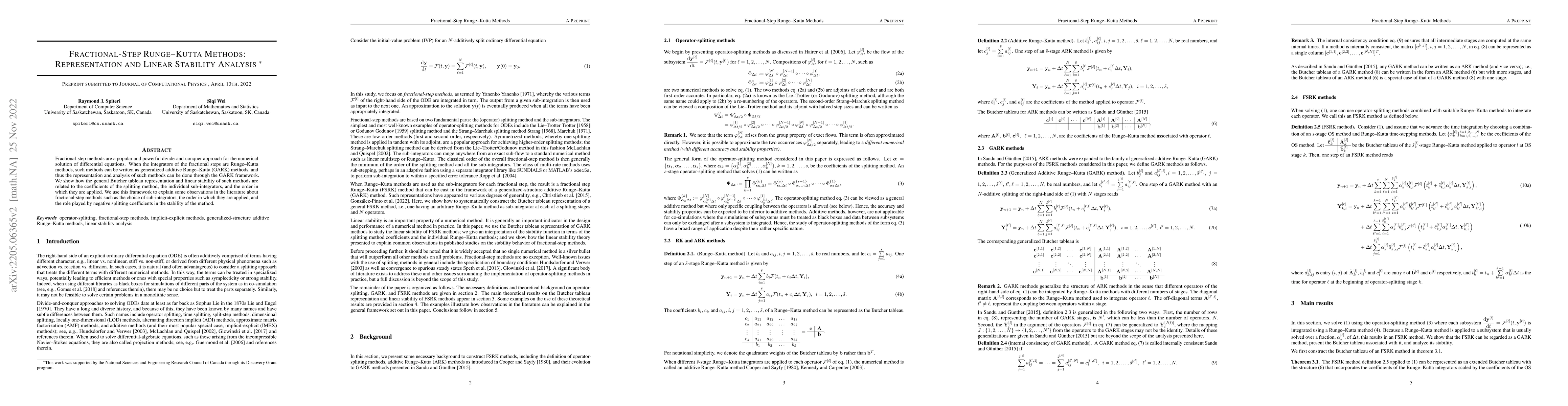 Thumbnail for Fractional-Step Runge--Kutta Methods: Representation and Linear
  Stability Analysis