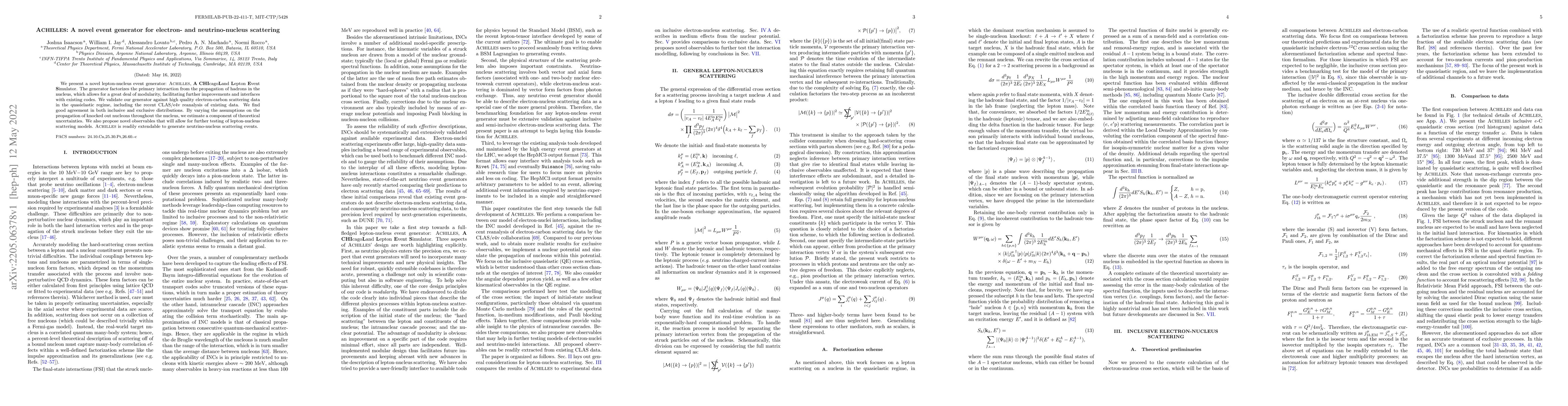 Thumbnail for ACHILLES: A novel event generator for electron- and neutrino-nucleus
  scattering